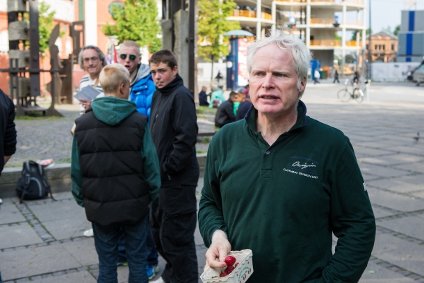 Den tidligere socialdemokrat Carsten Thrane ved den danske PEGIDA-bevægelse, For Friheds demonstration den 29. juni 2015. Foto: Redox.