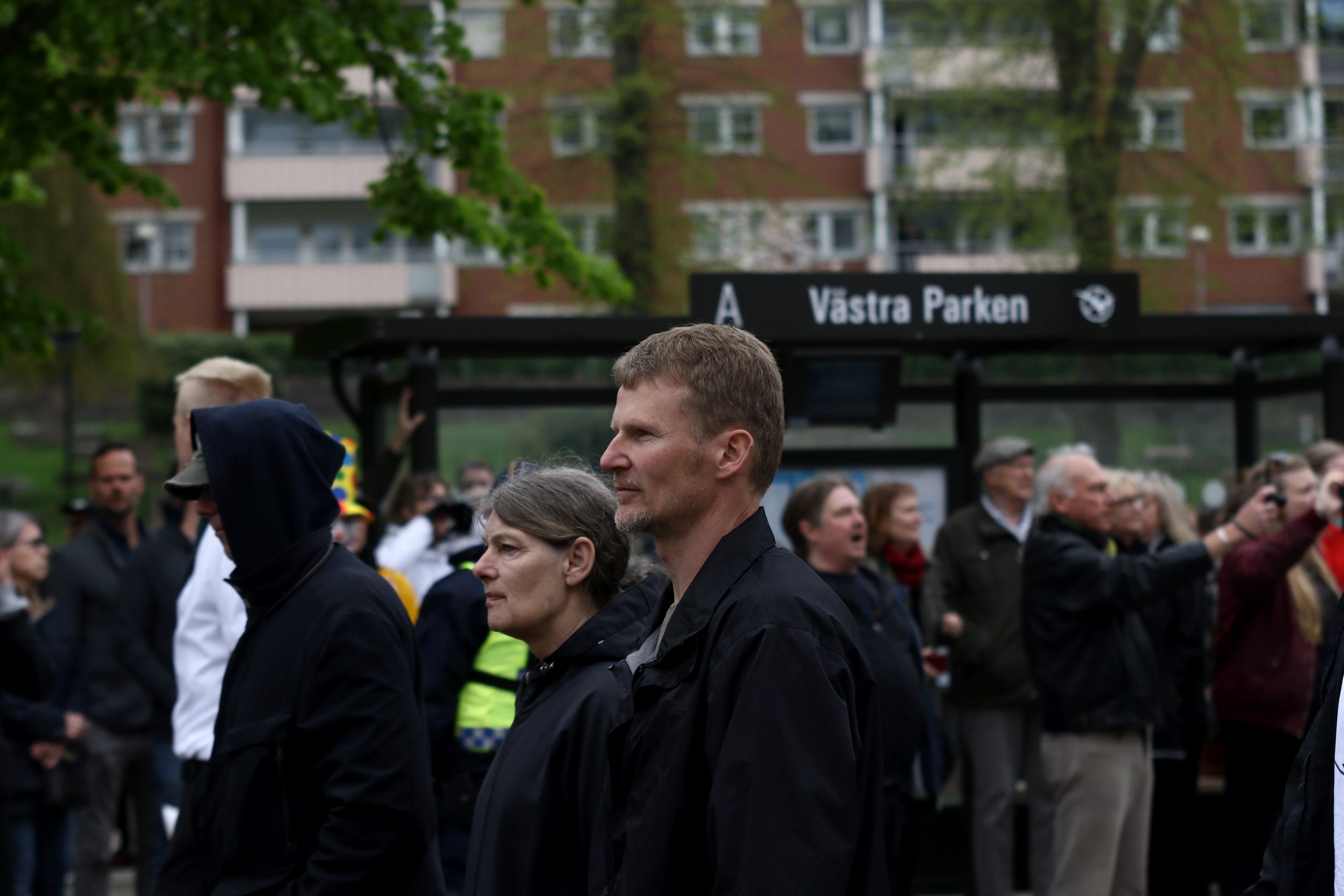 Christian Ryder ved NMR's 1. maj-demonstration i Kungälv i 2019. Foto: Redox.