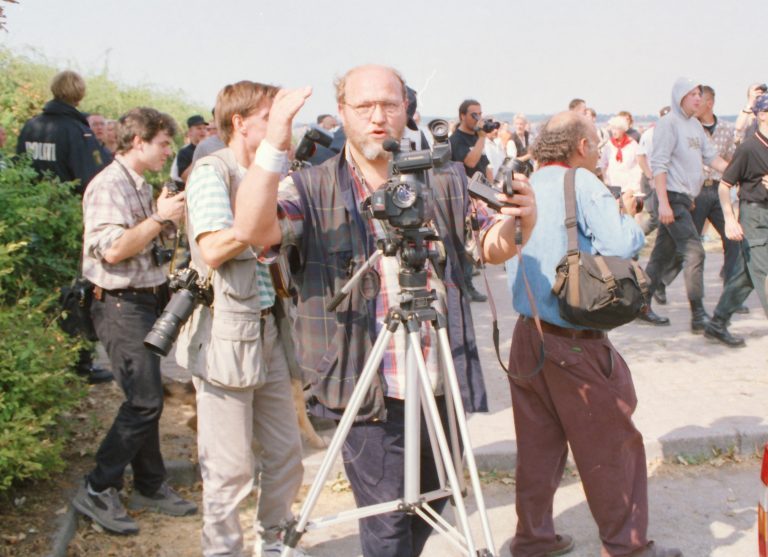 Frede Farmand ved den nazistiske Hess-march i Roskilde i august 1995.