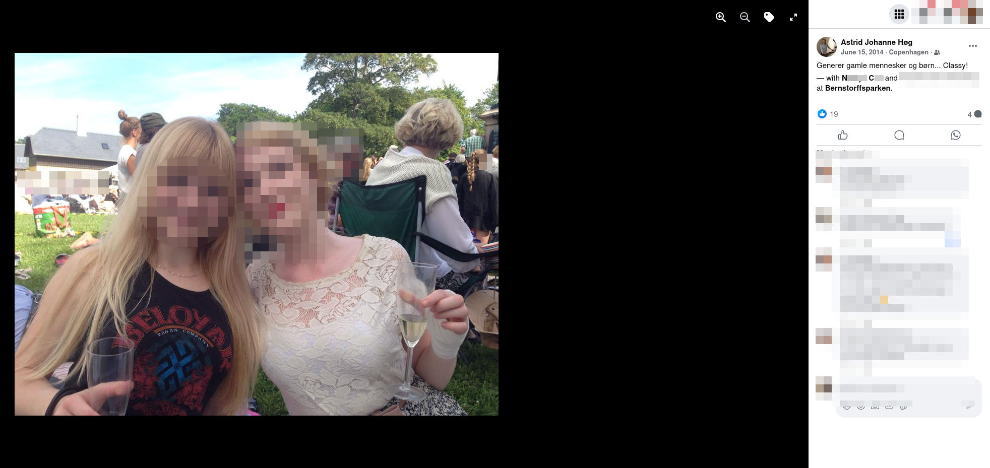 Astrid Johanne Høg lagde i 2014 dette foto af nazisten N.C. på Facebook. Bemærk det hagekorslignende symbol på tshirten.