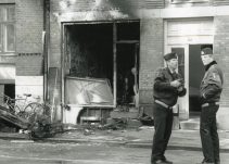 International Socialisters lokale efter bombesprængningen 16. marts 1992.