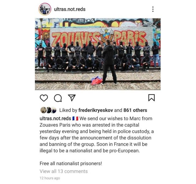 Støtteopslag for fascisten Marc de Cacqueray-Valménier.