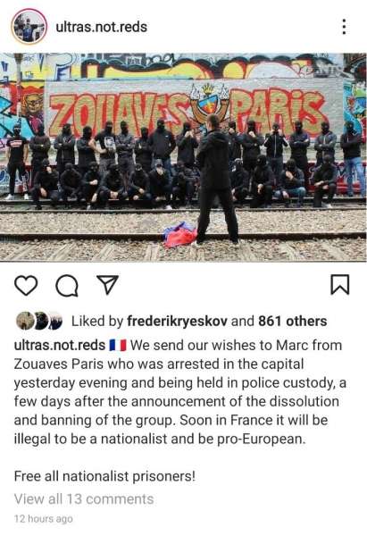 Støtteopslag for fascisten Marc de Cacqueray-Valménier.