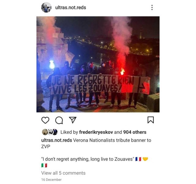 Støtteopslag for fascistgruppen ZVP.