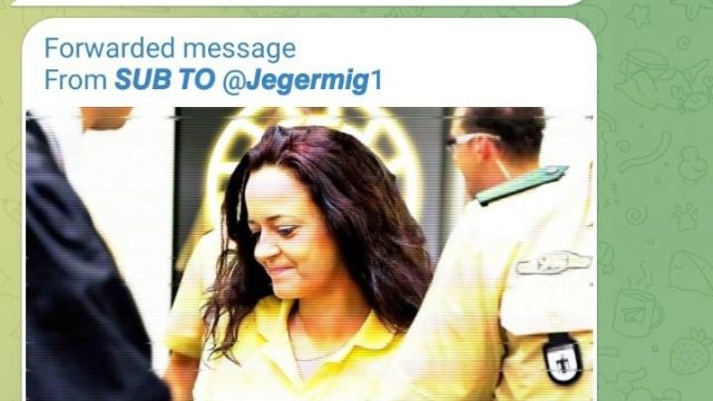 Jérémy Trebbien Meilhac shares a photo of the only living member of the German Nazi terrorist group NSU, Beate Zschäpe, with the caption "Action Over Words". Jérémy Trebbien Meilhac shares a photo of the only living member of the German Nazi terrorist group NSU, Beate Zschäpe, with the caption "Action Over Words".